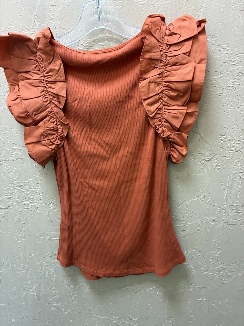 Ulla Johnson Rust Ruffle Sleeve Ribbed Tank - Picture 5 of 5